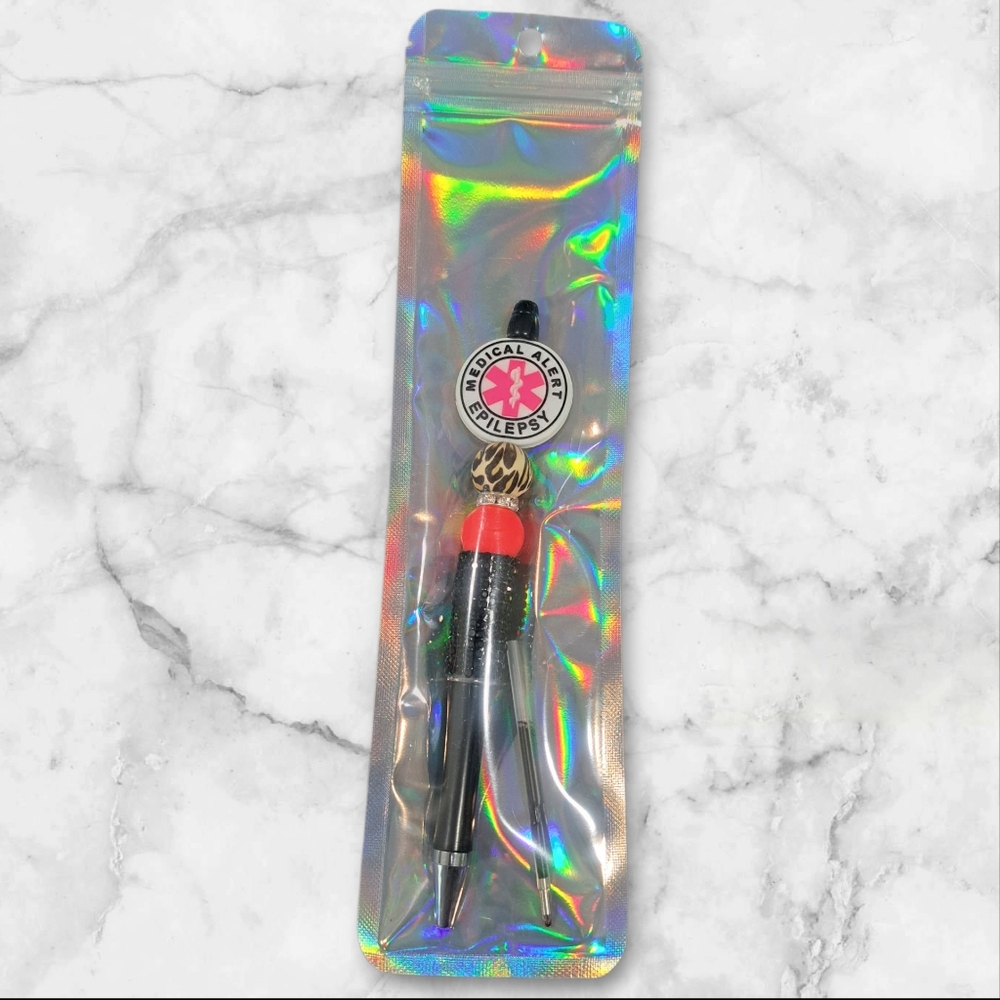 Epilepsy Medical Alert Pen-Hot Pink/Leopard